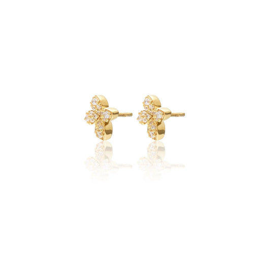 Silk+Steel | Flora | Stud Earrings | Clear + Gold