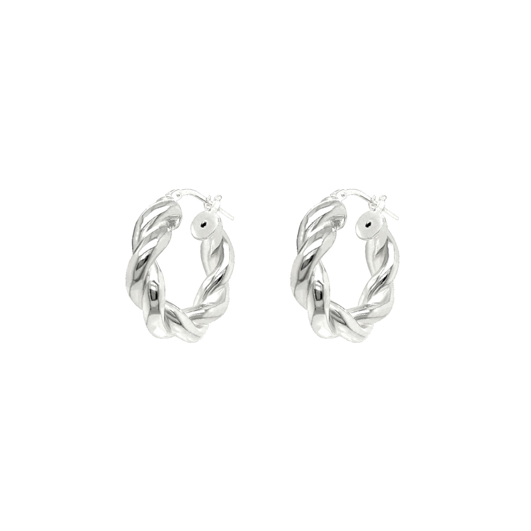 Silver Heavy Small Twisted Hoops