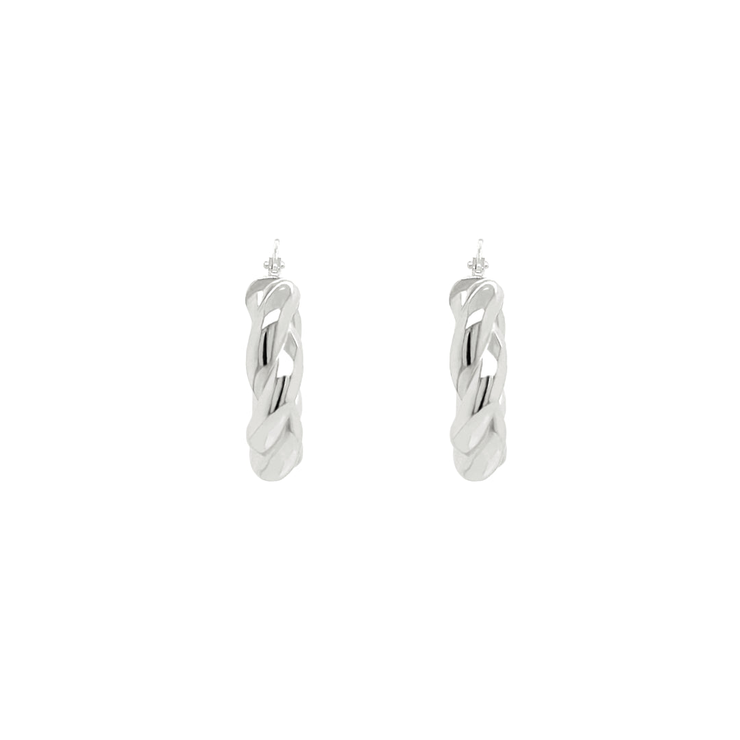 Silver Heavy Small Twisted Hoops