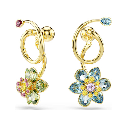 Swarovski | Idyllia | Mixed Cut | Multi Colour Crystals | Gold | Flower Earrings