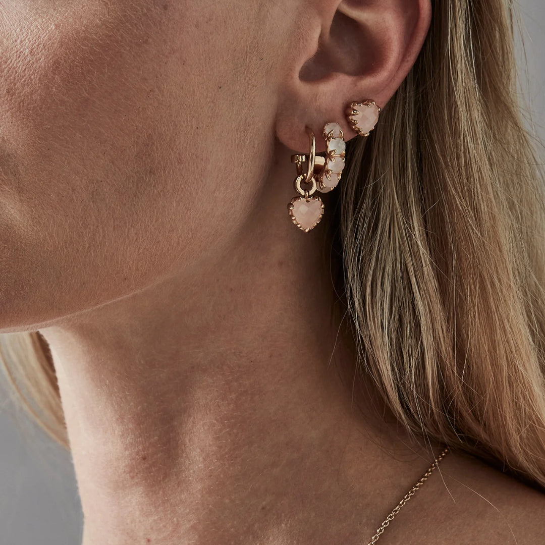 Stolen Girlfriend Club | Love Claw | Rose Quartz | Gold Plated | Earrings