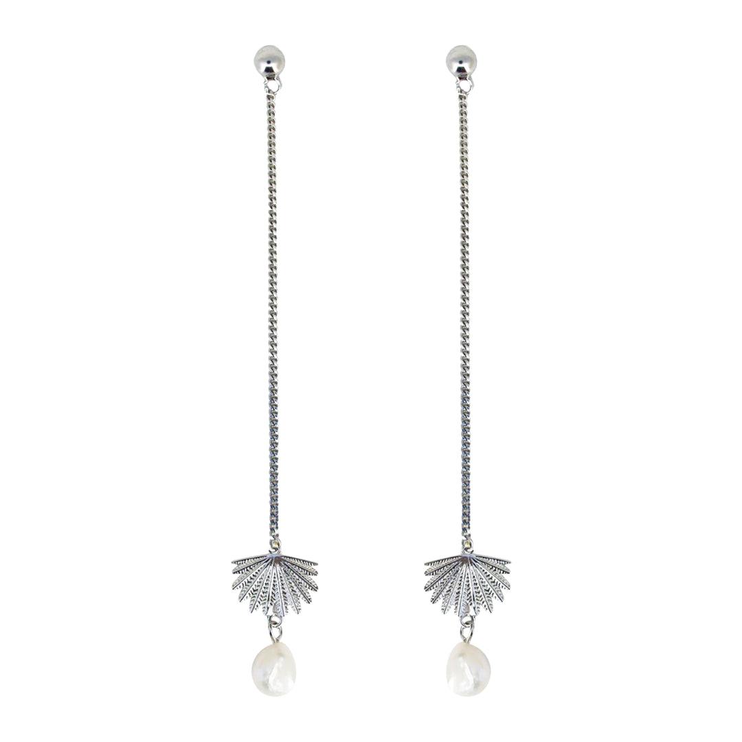 Boh Runga | Fan Tail | Fresh Water Pearl | Drop Earrings