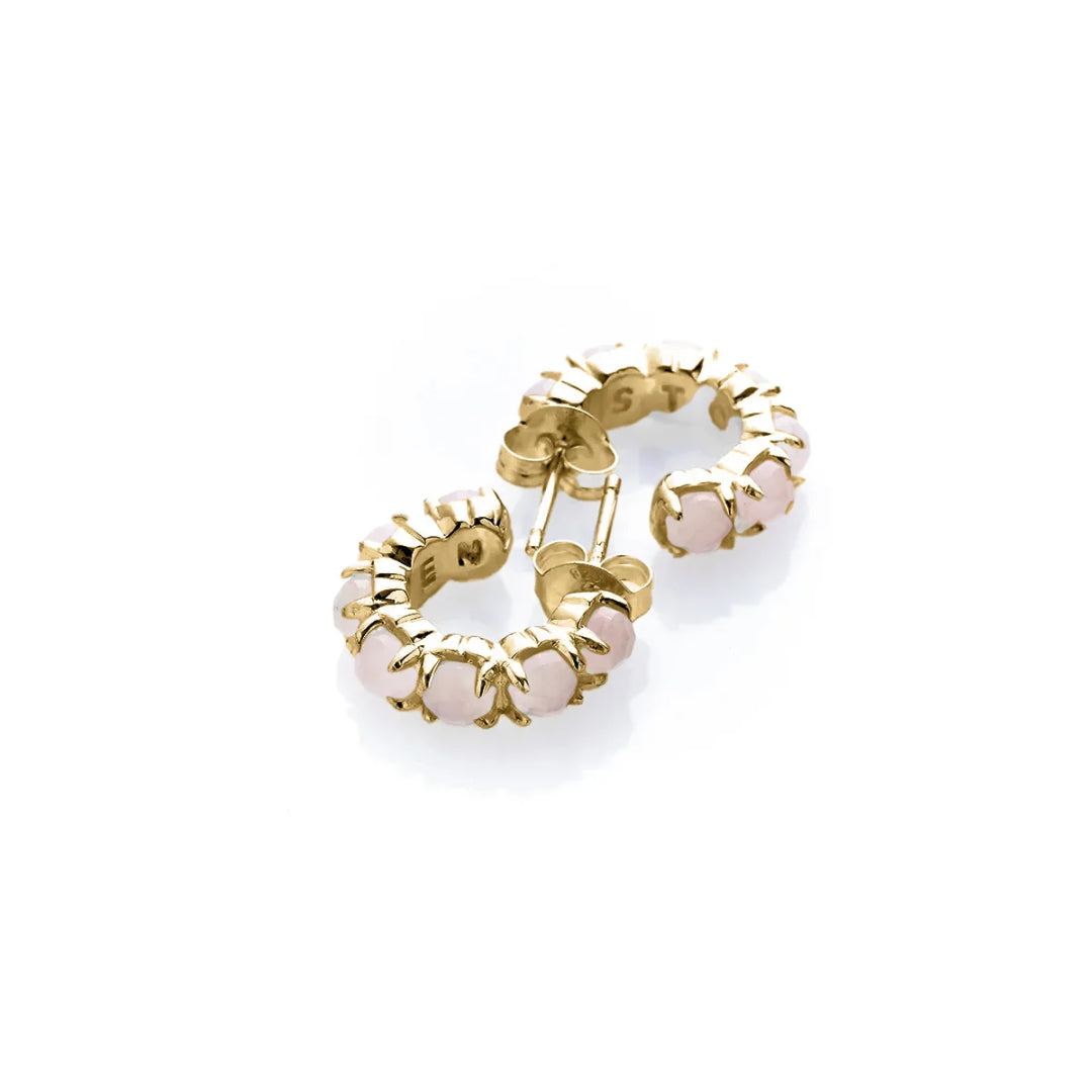 Stolen Girlfriend Club | Halo Cluster | Rose Quartz | Gold Plated | Earrings