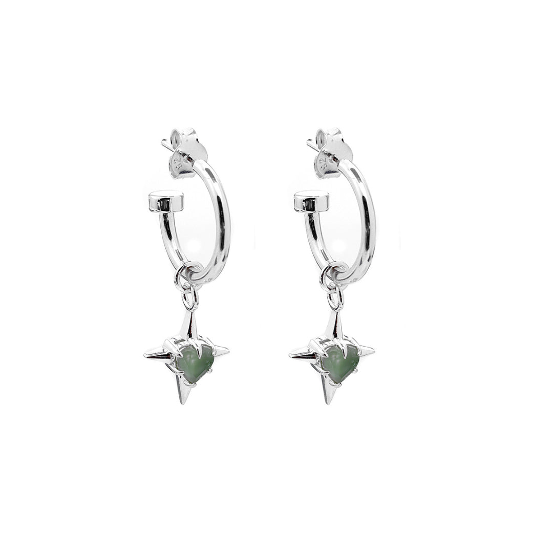Stolen Girlfriend Club | Precious Punk | Green Amethyst | Anchor Earrings