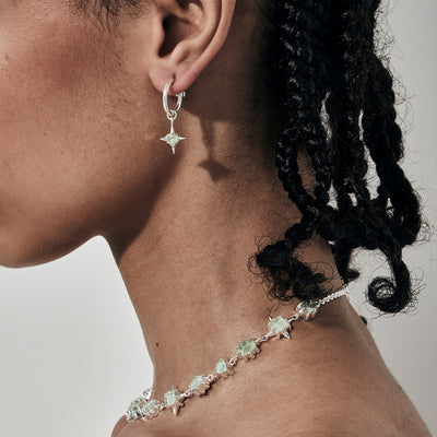 Stolen Girlfriend Club | Precious Punk | Green Amethyst | Anchor Earrings
