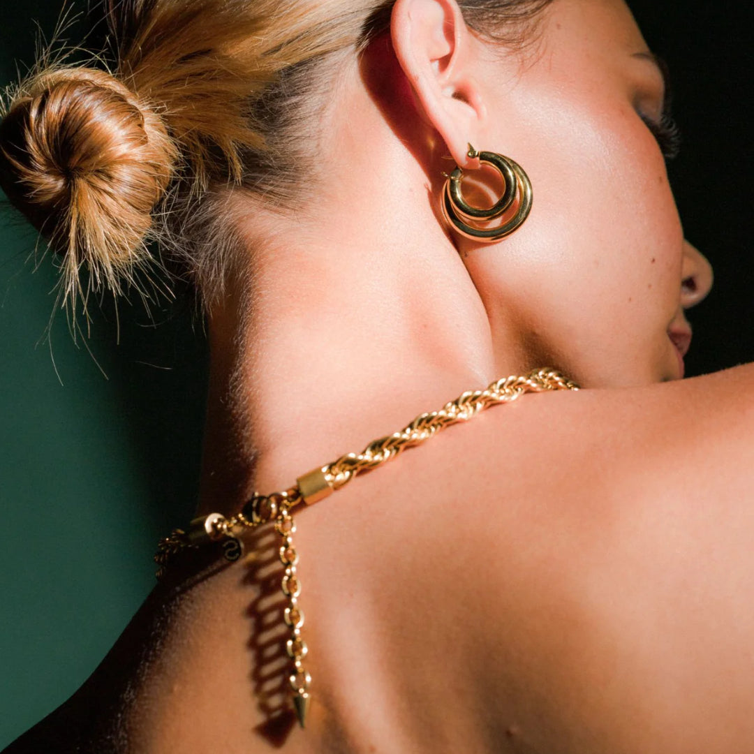 Silk & Steel Halo Hollow Hoop Earring YGP