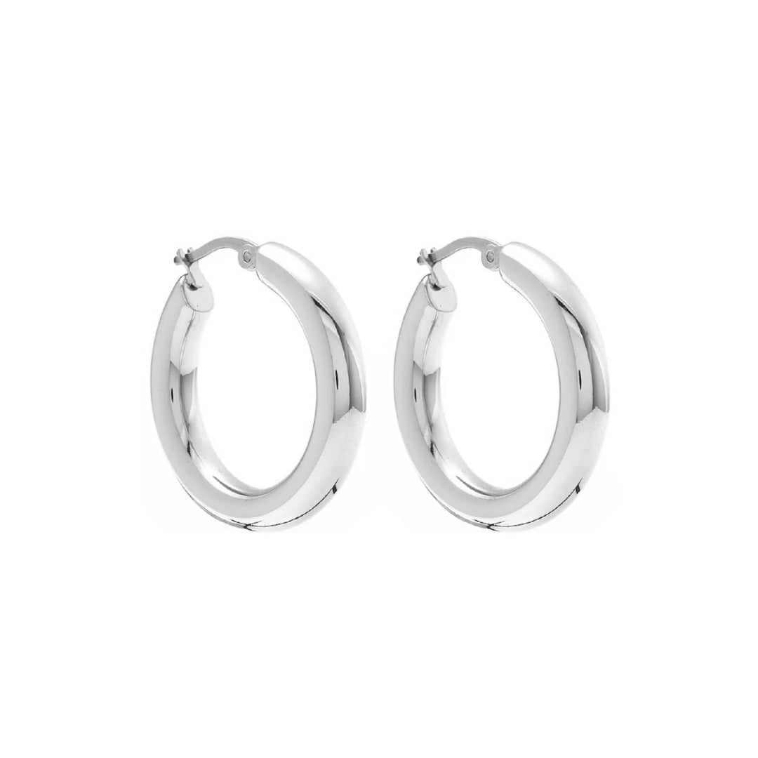 Silk & Steel Halo Hoop Earrings Large Silver