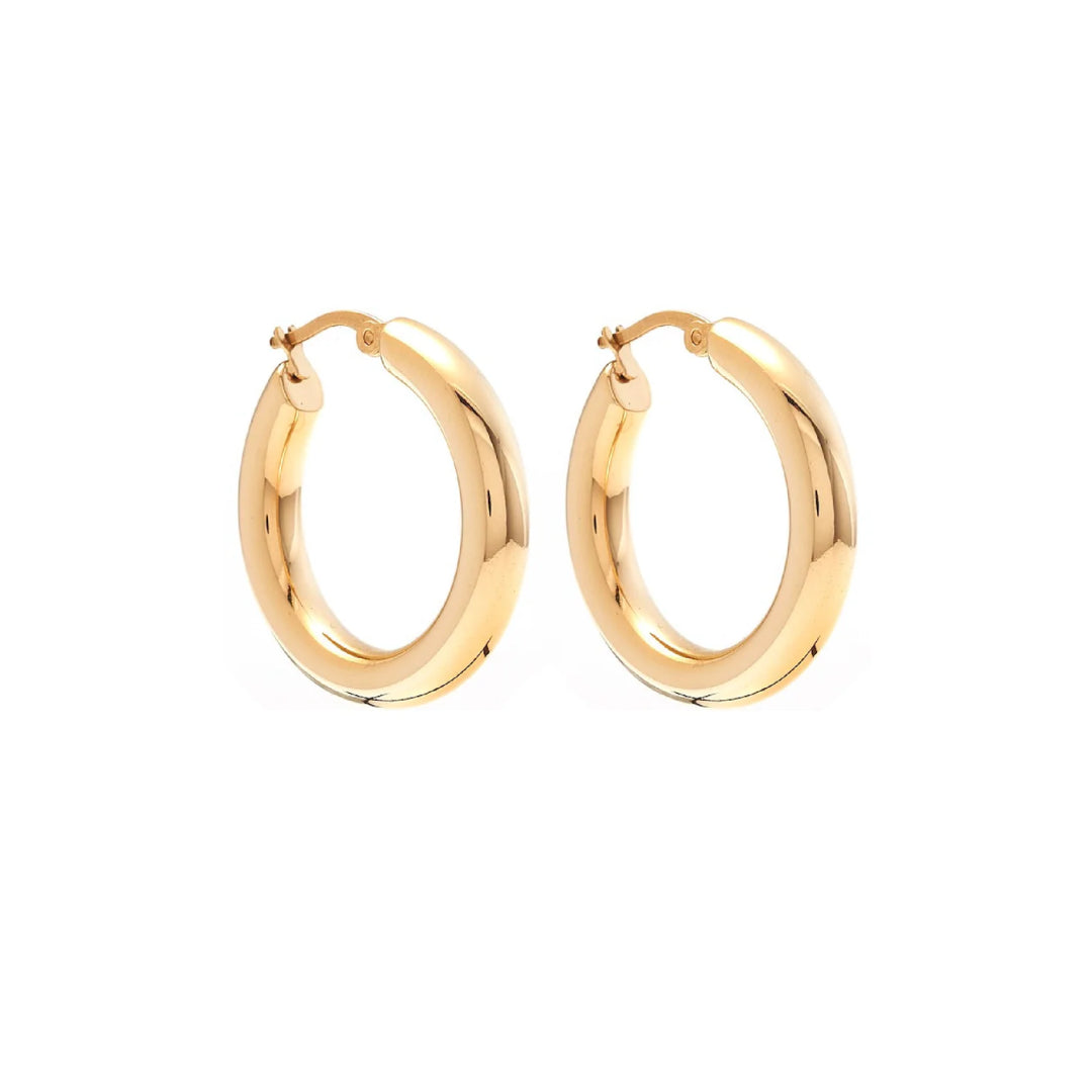 Silk & Steel Halo Hoop Earrings Large Gold