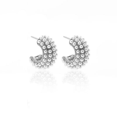 Silk and Steel | Earrings | Hoop | Pearl