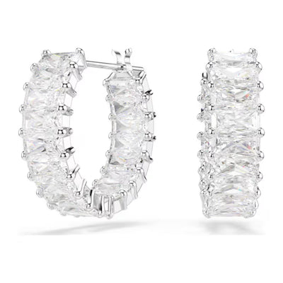 Swarovski Matrix Hoop Earrings Rhodium Plated