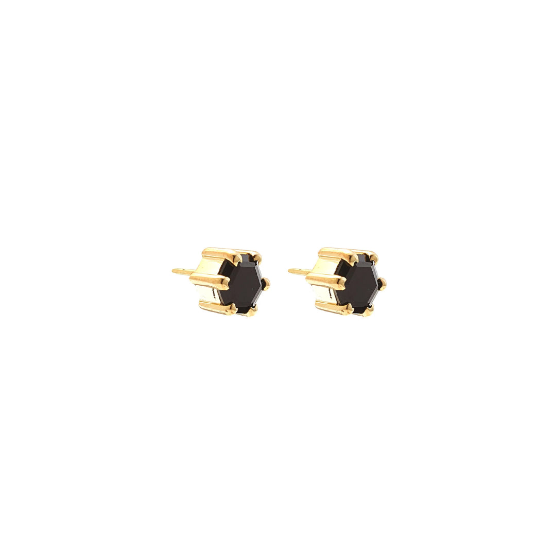 Silk & Steel | Harmony Black Spinel Stud Earrings | YG Plated