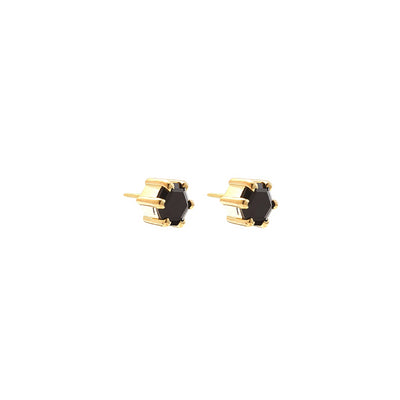 Silk & Steel | Harmony Black Spinel Stud Earrings | YG Plated