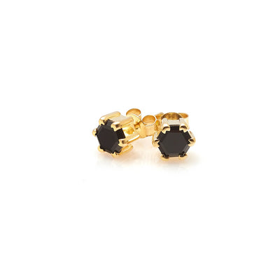 Silk & Steel | Harmony Black Spinel Stud Earrings | YG Plated