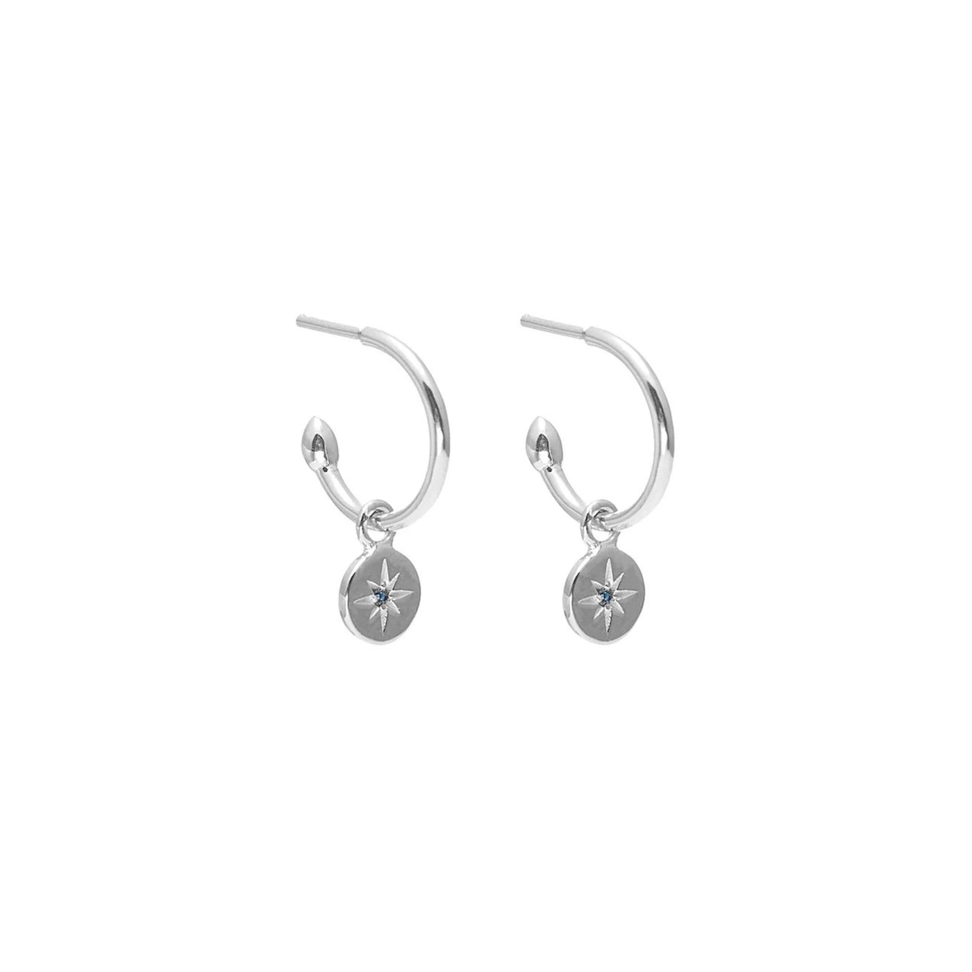 Silk & Steel | Petite North Star Hoops | Sapphire + STG