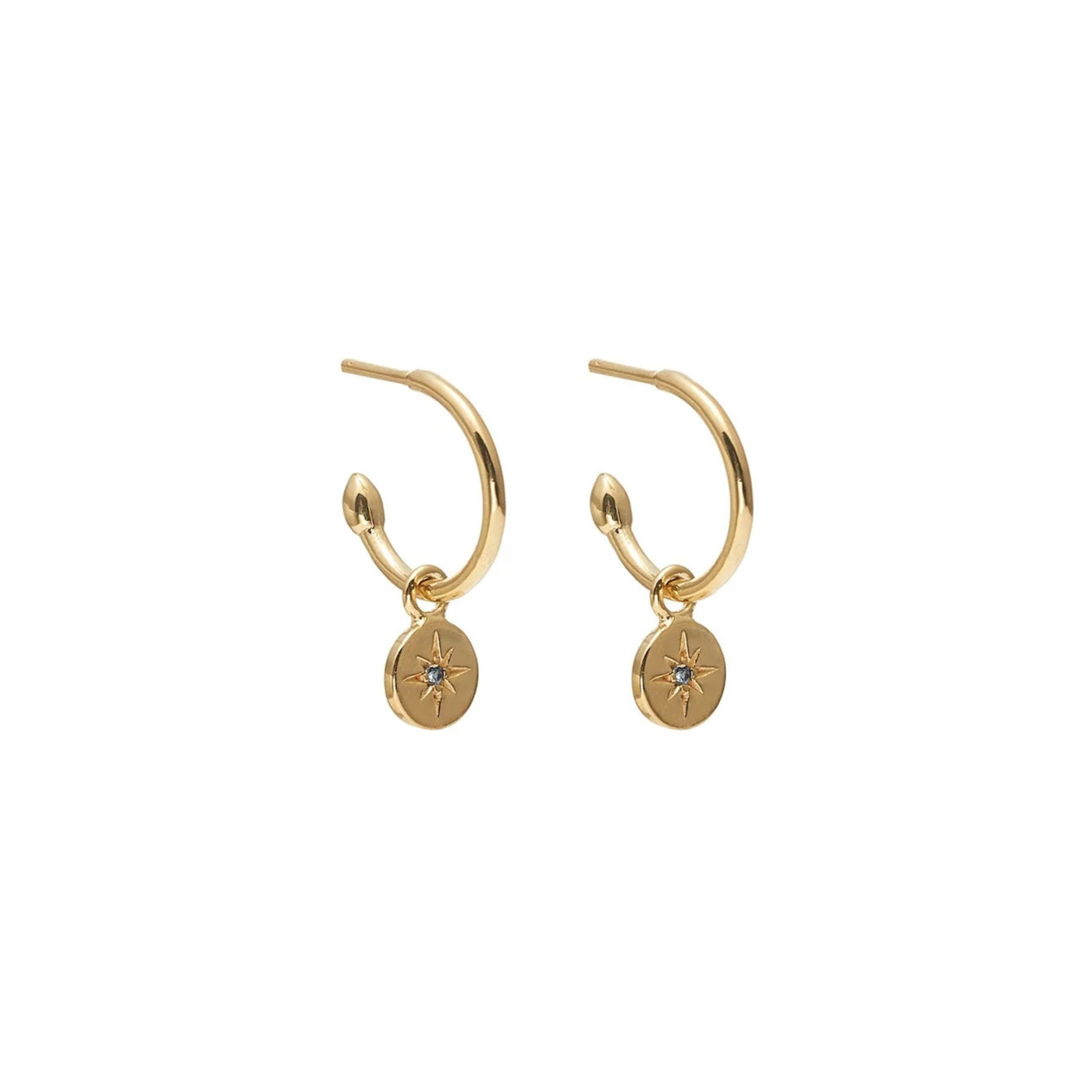 Silk & Steel | Petite North Star Hoops | Sapphire + YGP