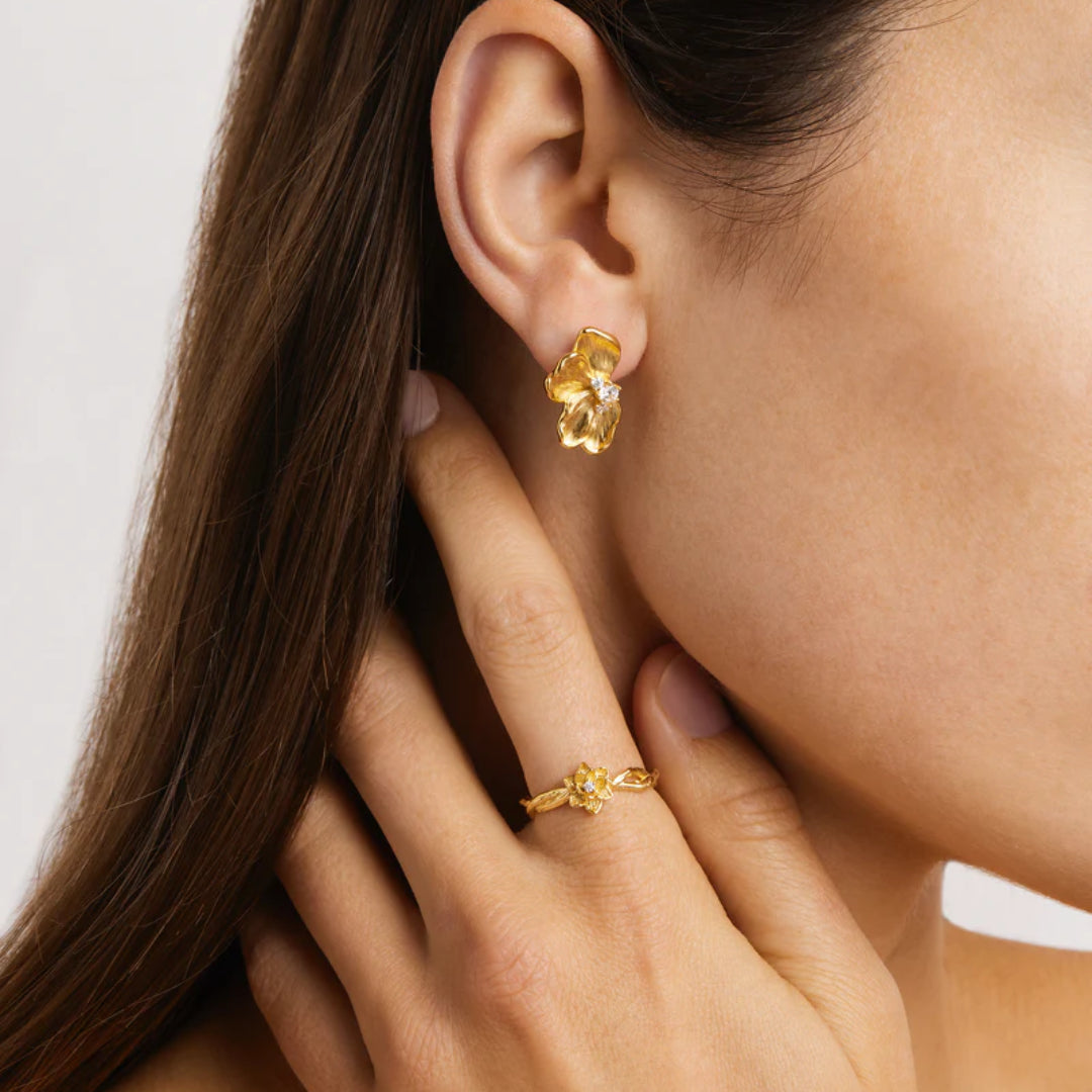 By Charlotte Serene Lotus Statement Earrings | 18k Gold Plated