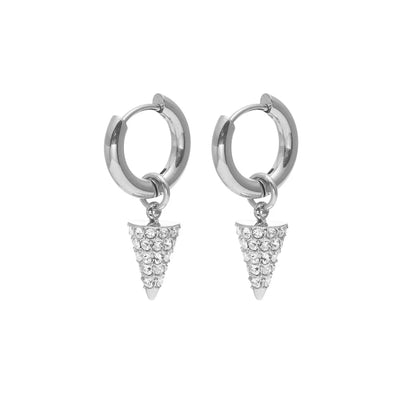 Silk & Steel Voltage Hoop Earrings CZ + Silver