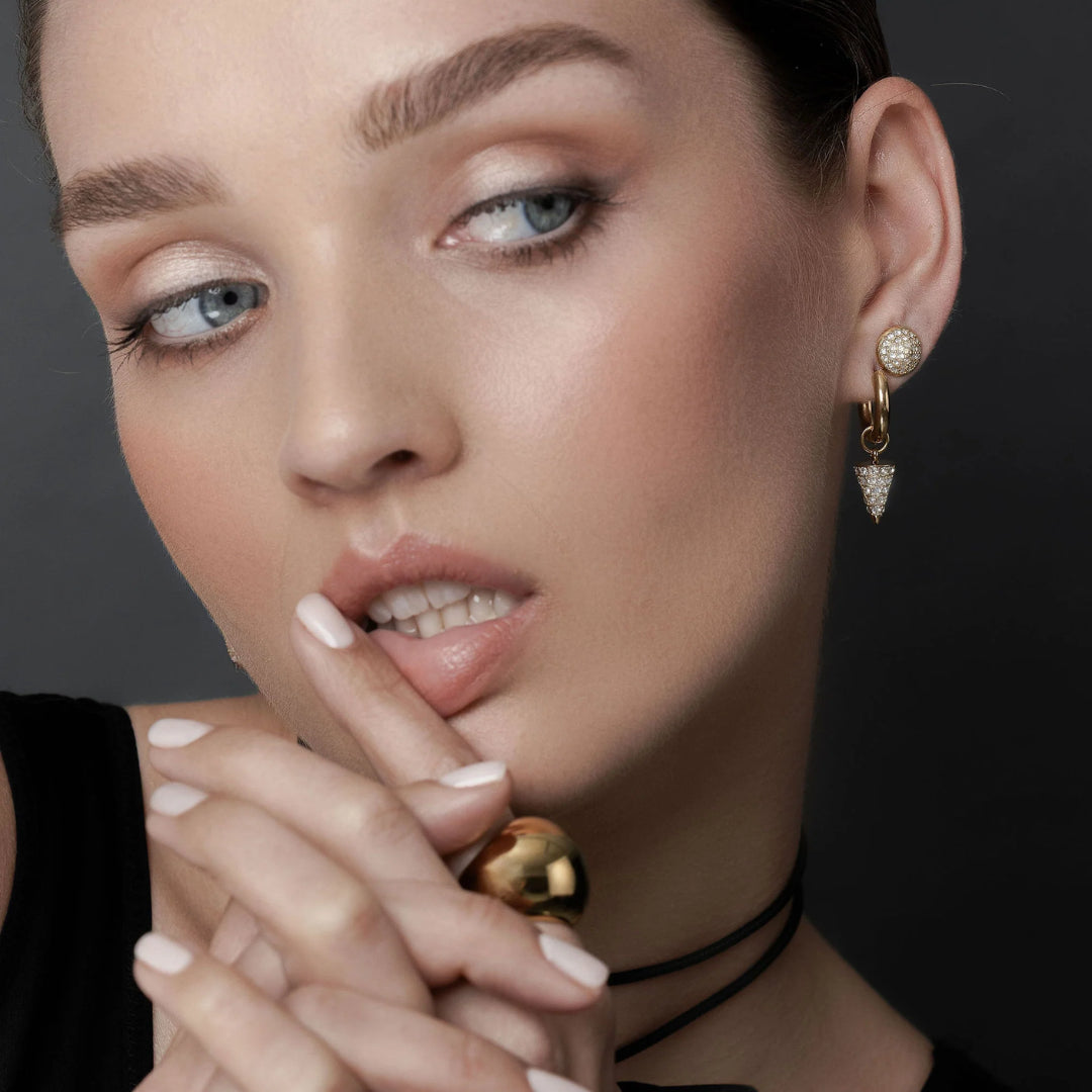 Silk & Steel Voltage Hoop Earrings CZ + Silver