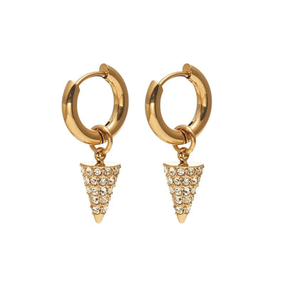 Silk & Steel Voltage Hoop Earrings CZ + Gold