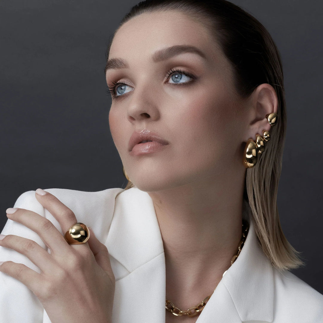 Silk & Steel Dynamic Small Hoop Earrings Gold