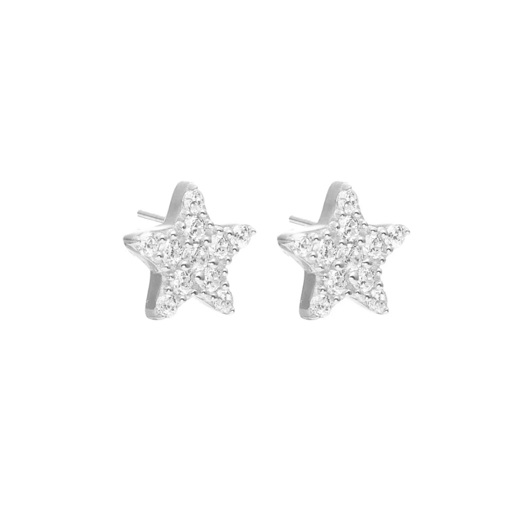 Silk & Steel Etoile Stud Earrings CZ + Silver