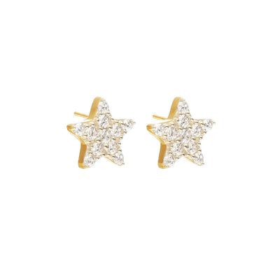 Silk & Steel Etoile Stud Earrings CZ + Gold
