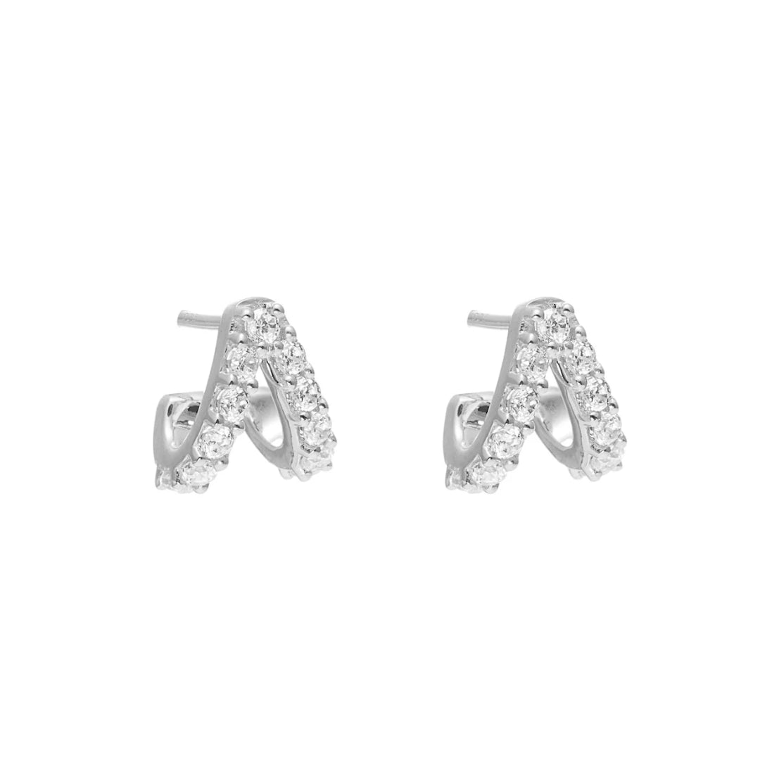 Silk & Steel Aria Hoop Earrings CZ + Silver