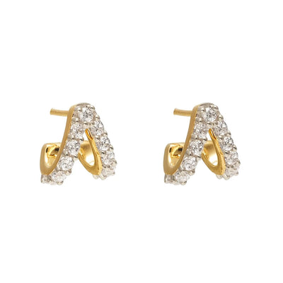 Silk & Steel Aria Hoop Earrings CZ + Gold