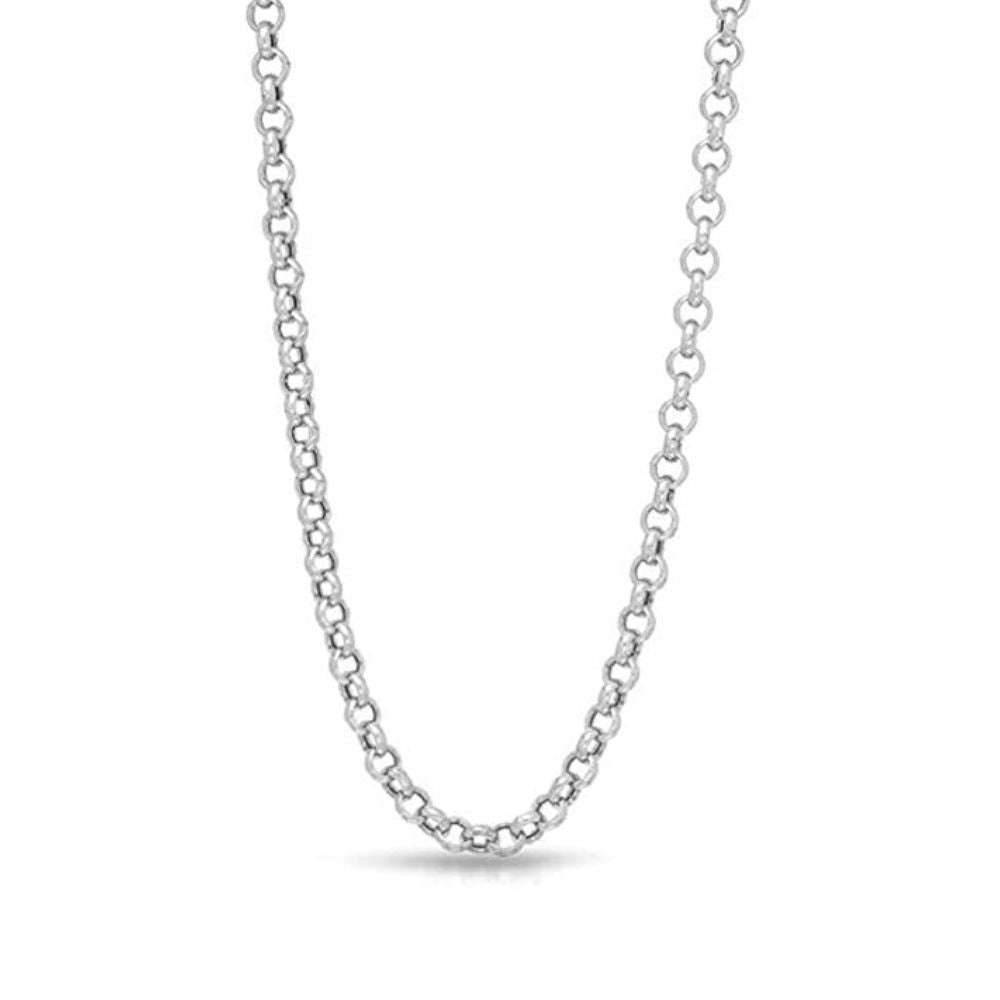 Omnia Sterling Silver Round Belcher Chain - 50cm