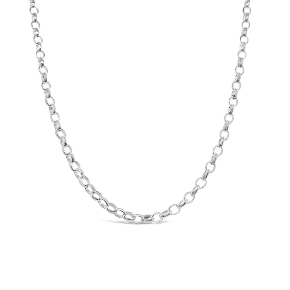 Omnia Sterling Silver Oval Belcher Chain - 50cm