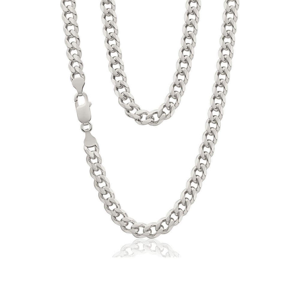 Omnia Sterling Silver Diamond Cut Curb Chain - 50cm