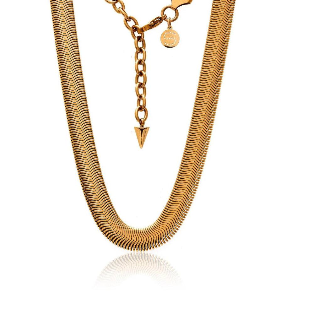 Silk & Steel Sundowner Herringbone Necklace | Gold