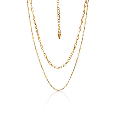 Silk & Steel Horizon Fine Double Layered Necklace | Gold