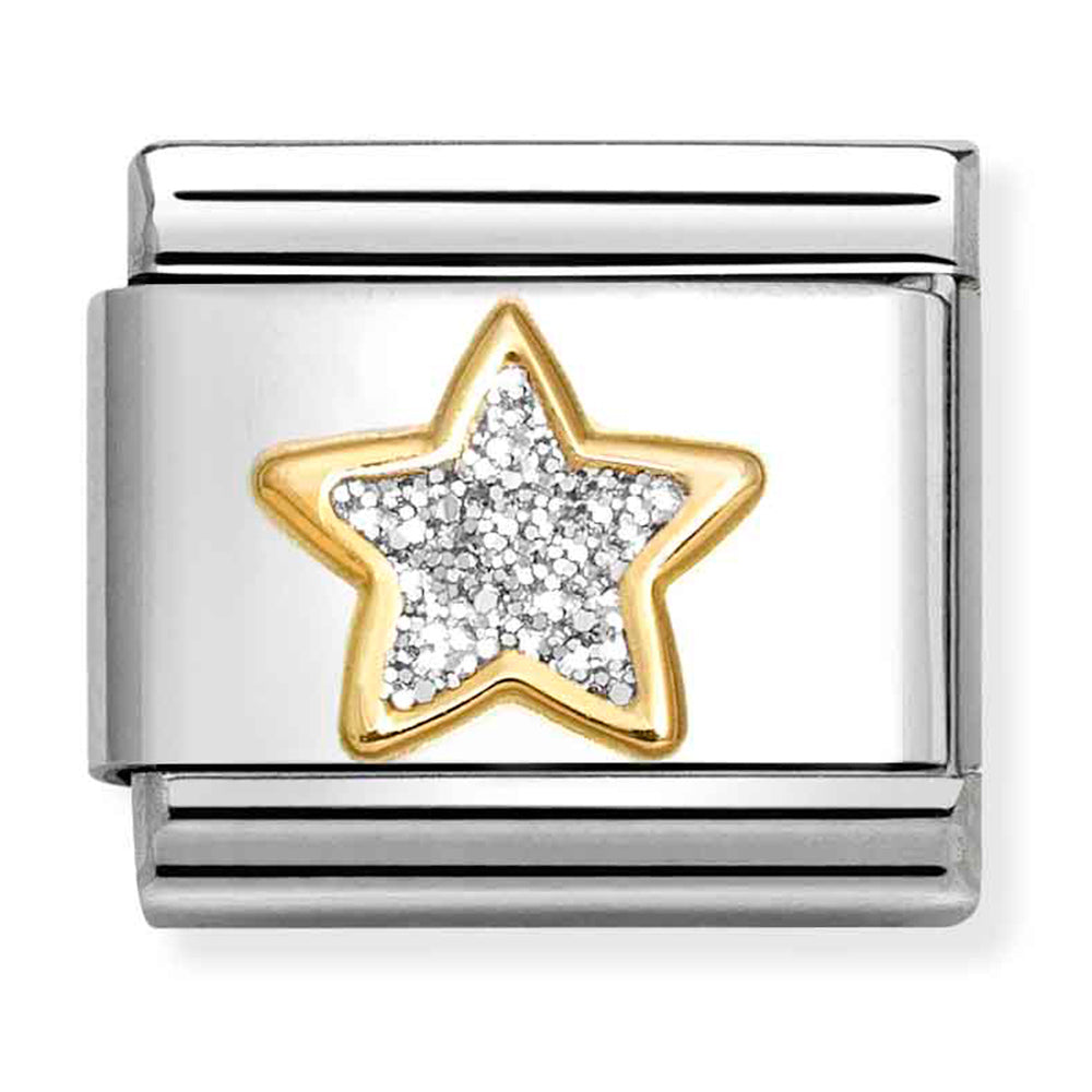 Nomination | Glitter Silver Star in 18K Gold
