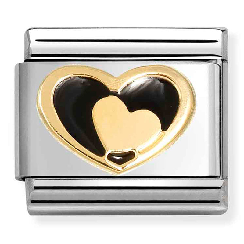 Nomination | Gold Heart in Black Heart in 18K Gold