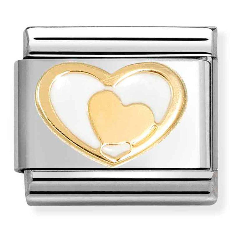 Nomination | Gold Heart in White Heart in 18K Gold