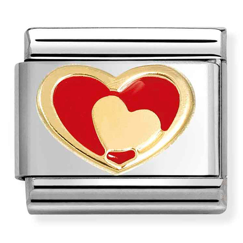 Nomination | Gold Heart in Red Heart in 18K Gold
