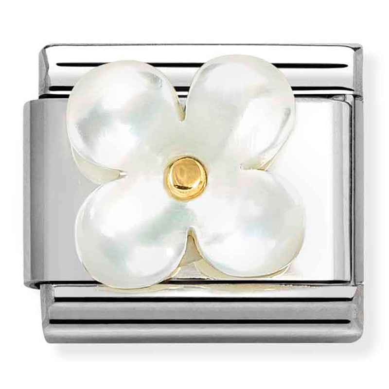 Nomination | White Mother Of Pearl Flower in 18K Gold