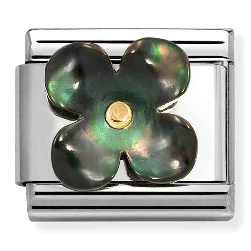Nomination | Black Mother Of Pearl Flower in 18K Gold
