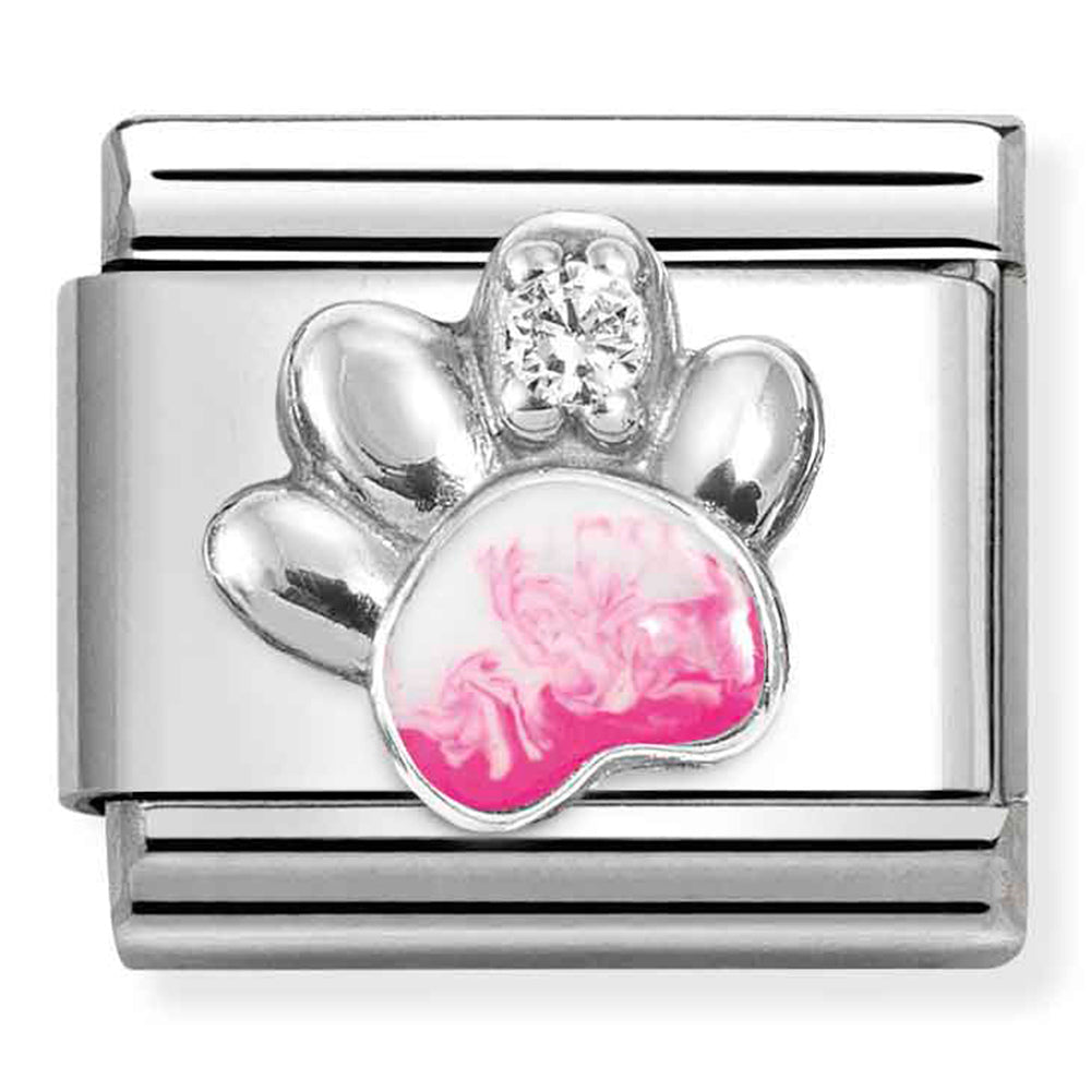 Nomination | Pink and White Paw with Cubic Ziconia in Silver