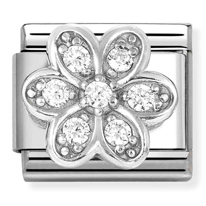 Nomination | White Daisy with Cubic Ziconia in Silver