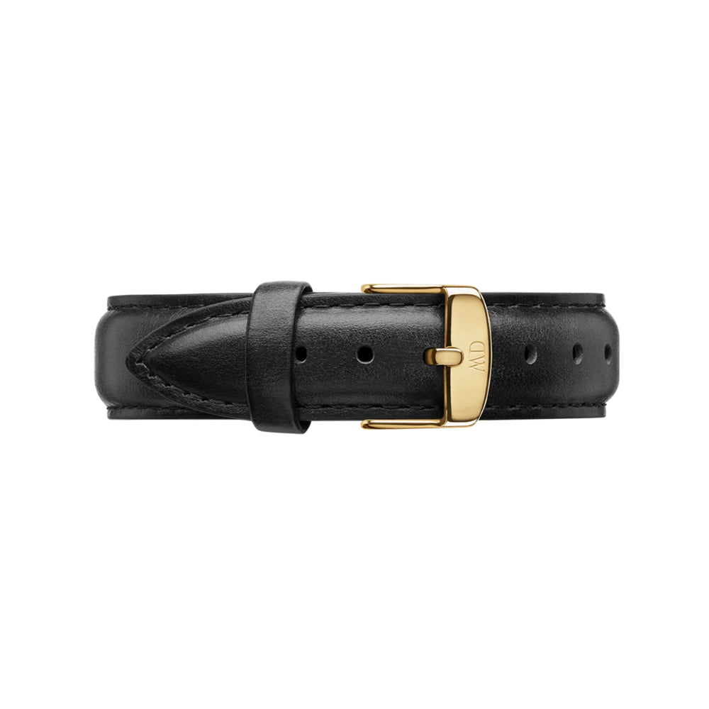 Daniel Wellington Petite Sheffield Black Leather Strap | Gold