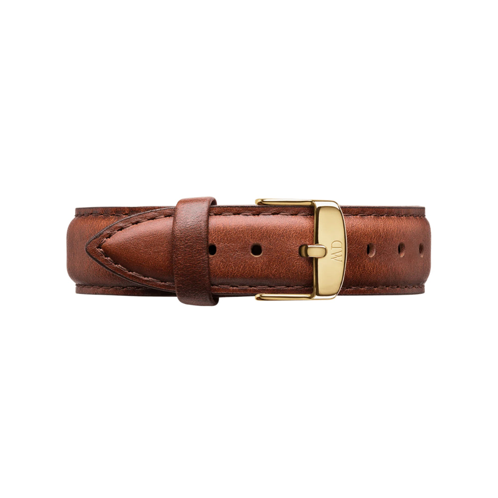 Daniel Wellington Petite Cornwall Strap | Brown Leather | Gold | 16mm