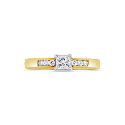 9ct Bi-tone Princess Cut Diamond Ring