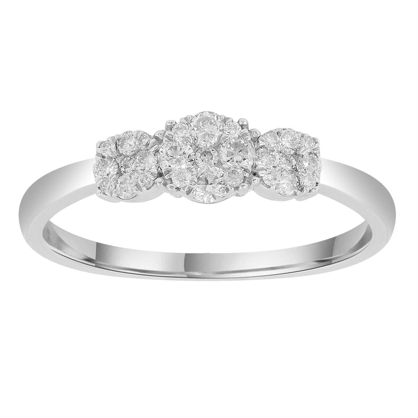 9ct White Gold 0.33ct Halo Clusters Diamond Ring