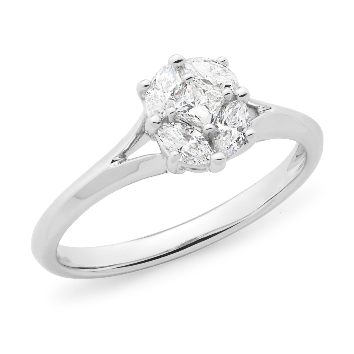 18ct White Gold Cluster Ring (N)