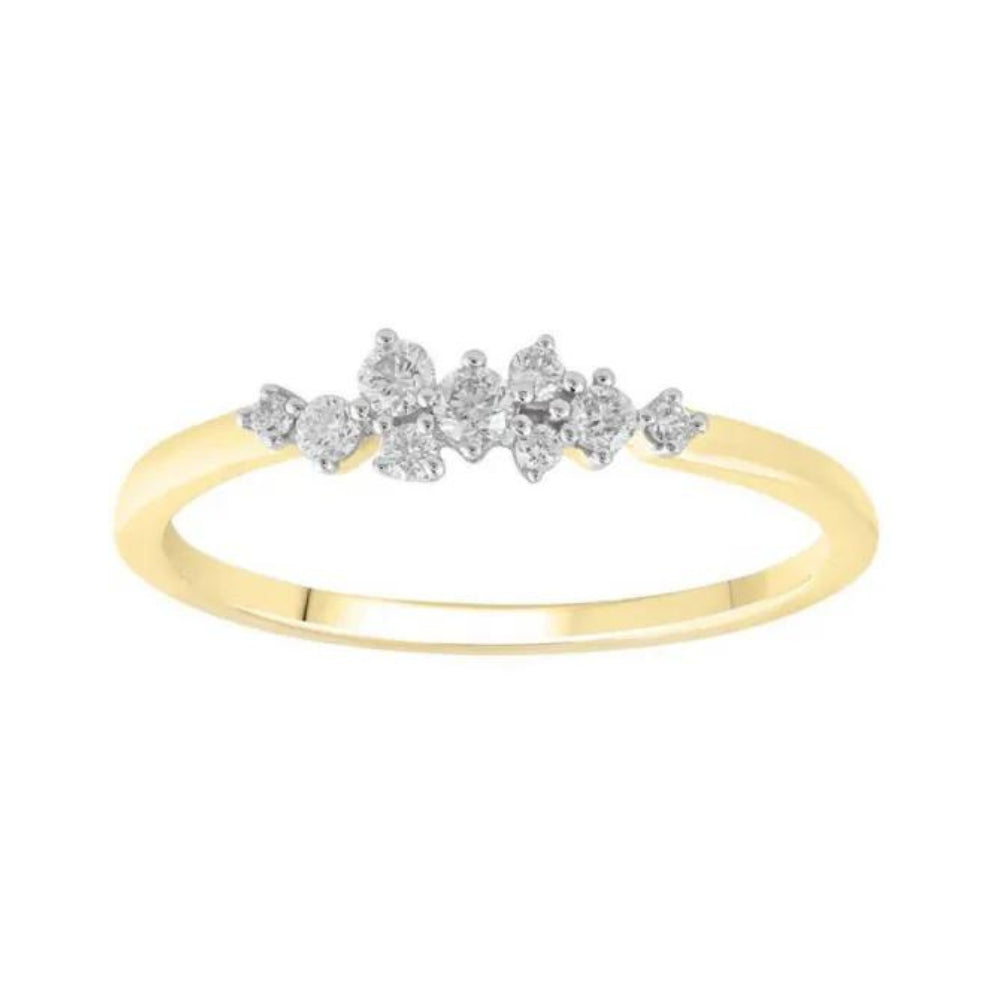 9k Yellow Gold Diamond Cluster Dress Ring