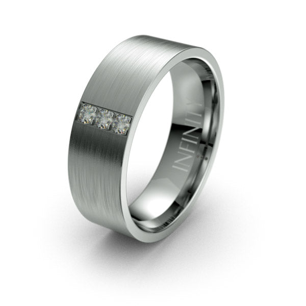 Titanium Trio of Diamonds Wedding Band (V)