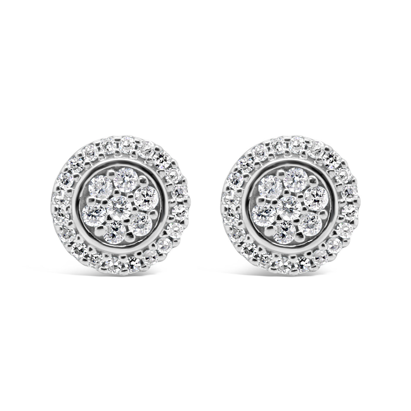 10k White Gold Diamond Cluster Earrings