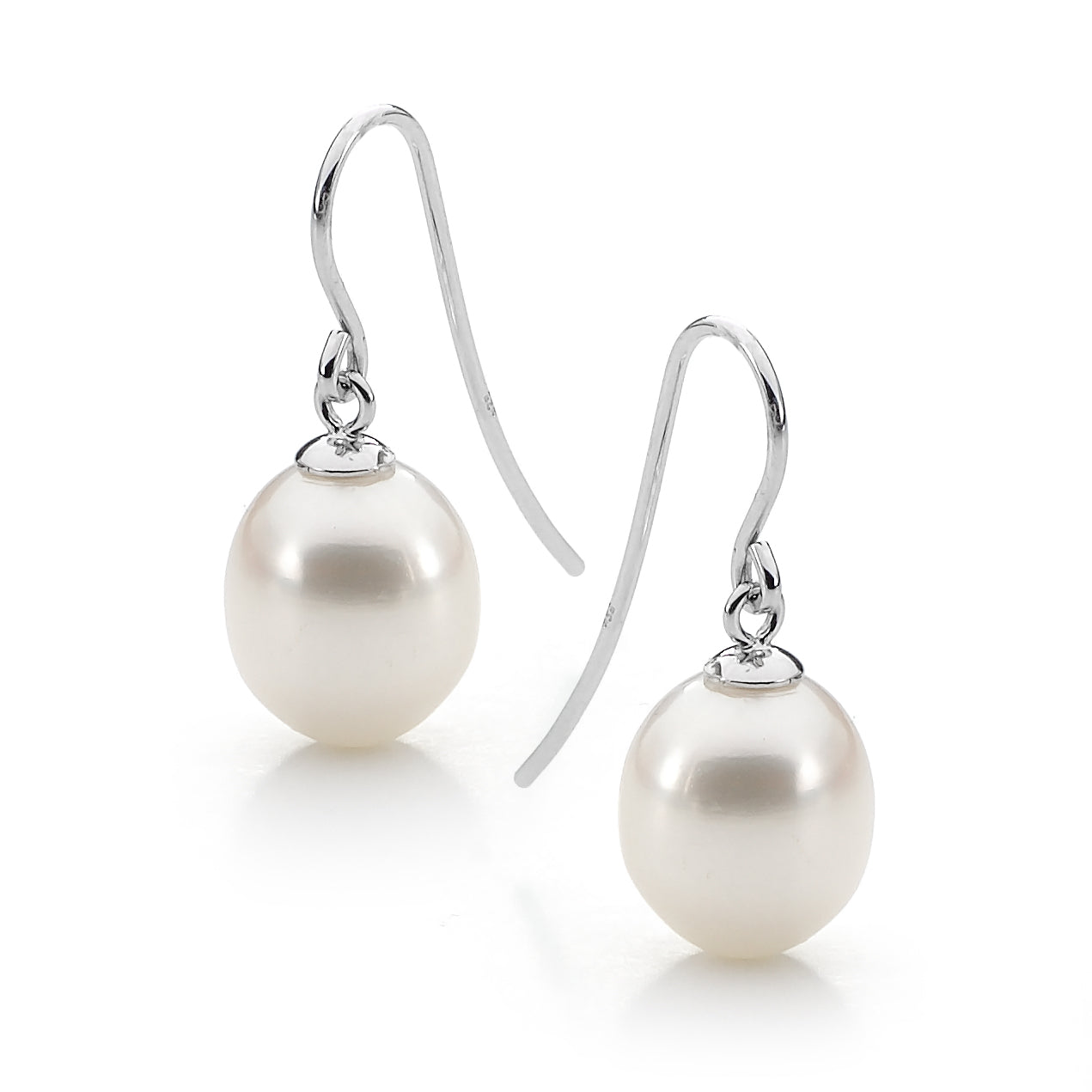Allura 9k White Gold Pearl Drop Earrings